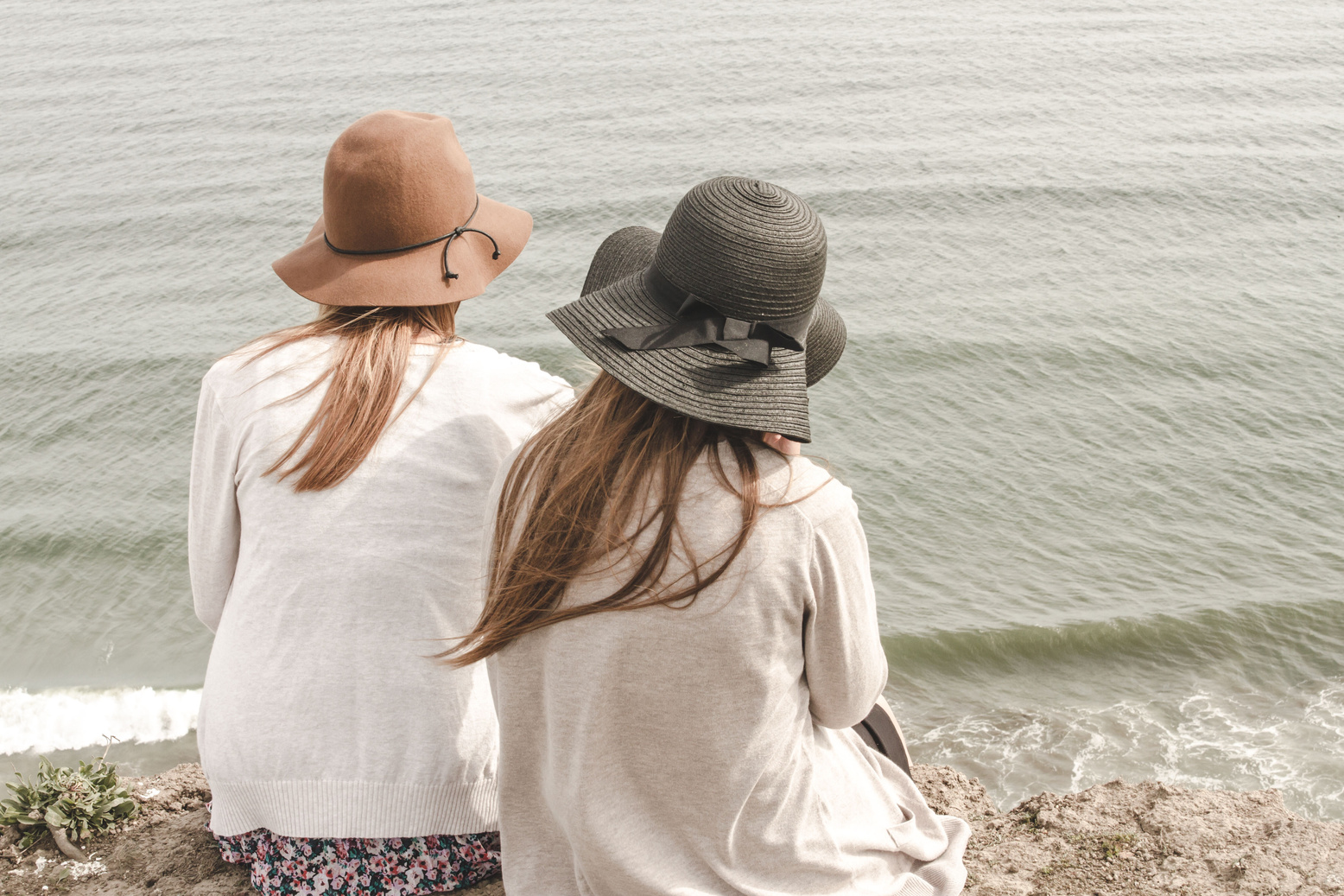 Back View of Two Woman at the Beach